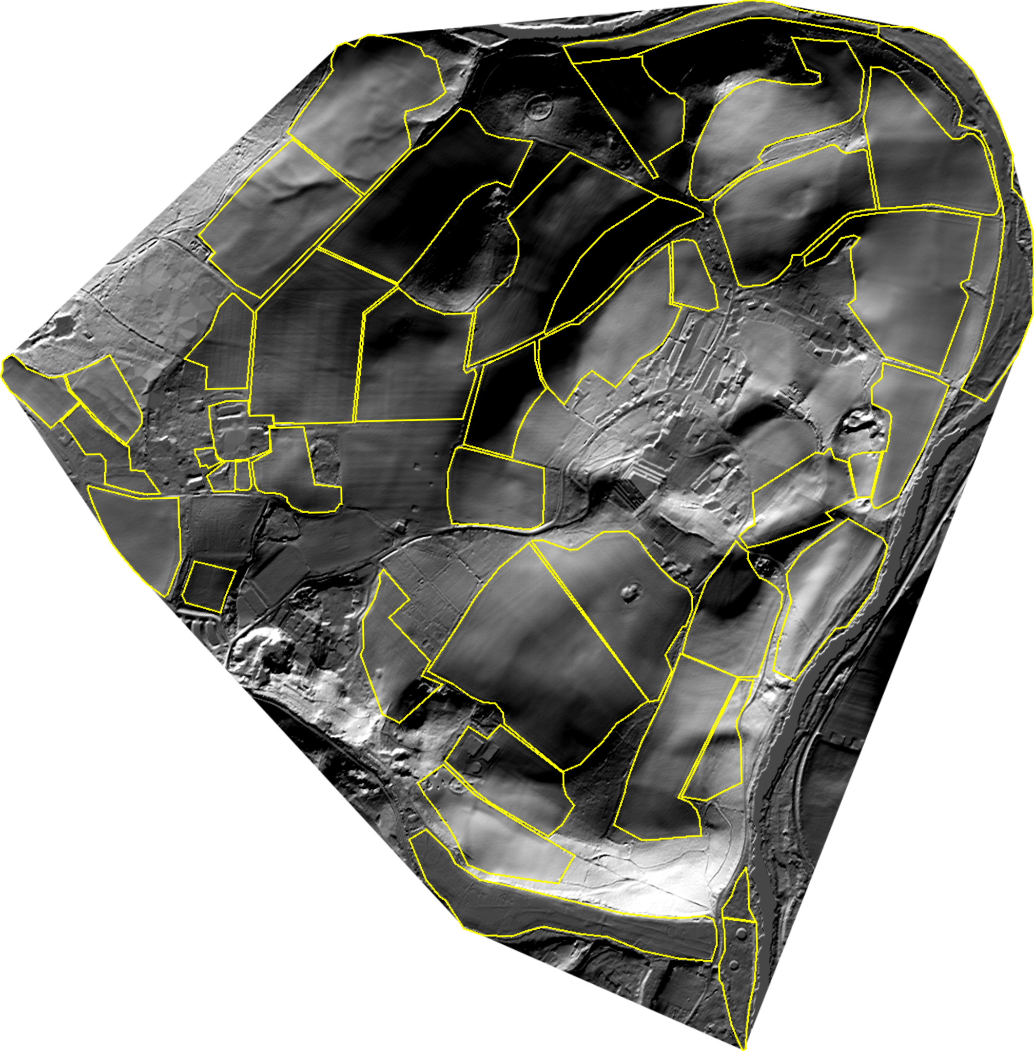 Winter hillshade of Wilder Wood Farm: shaded relief under a low winter sun.
